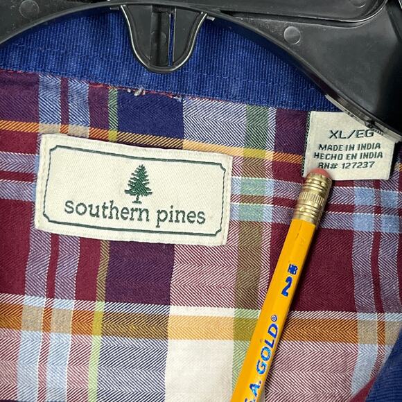 Southern Pines Shirt Men Extra Large Plaid Knit Relaxed Chore Trail Hike Camping - Picture 7 of 13